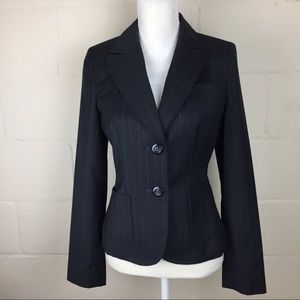Ann Taylor Loft Black Wool Blazer with Stripes